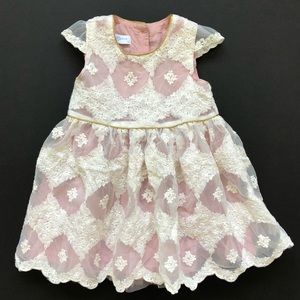 Jacadi Pink & Ivory Lace Formal Dress